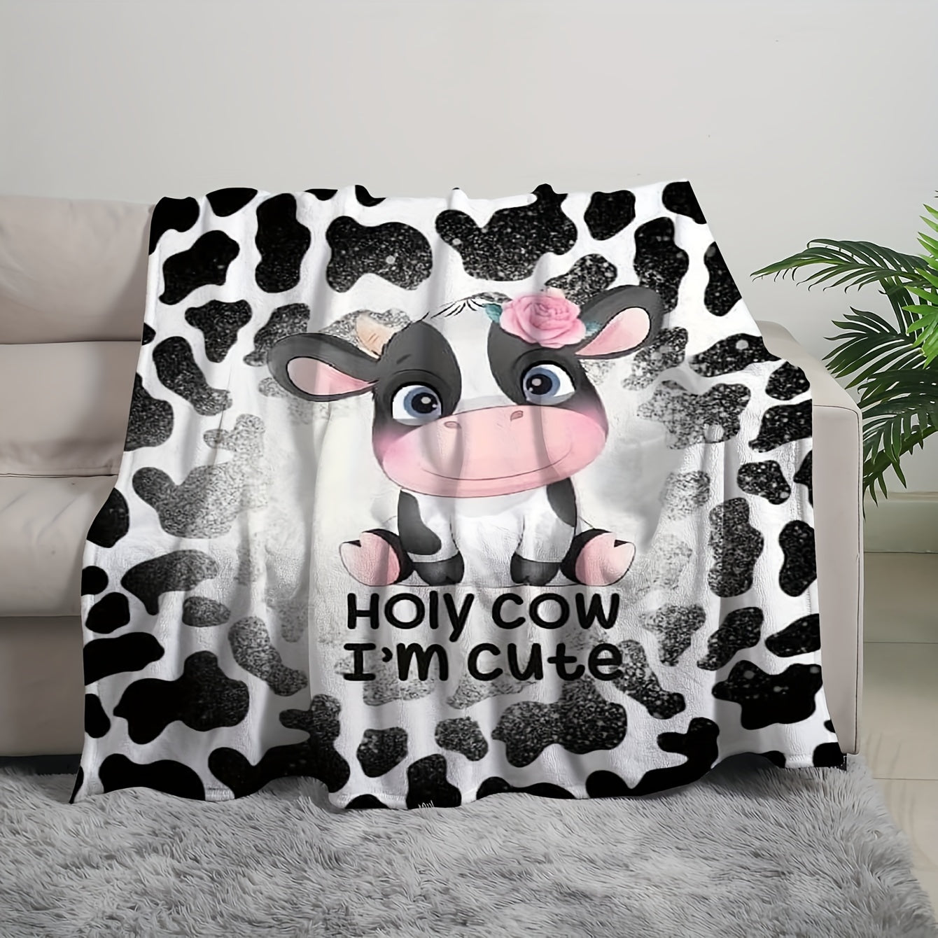 Blanket for Daughter Gifts - Holy Cow I'm Cute - From Parents, Birthday, Christmas, Everyday Encouragement, Cute Animal