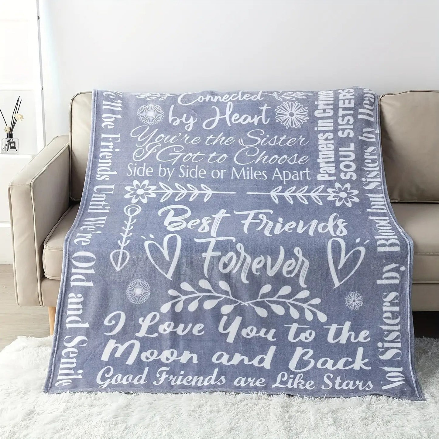 Blanket for Sister Gifts - Best Friends Forever, I Love You to the Moon and Back - From Siblings, Birthday, Christmas, Everyday Encouragement, Inspirational