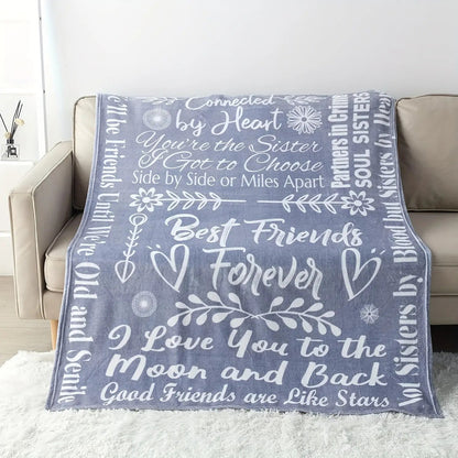 Blanket for Sister Gifts - Best Friends Forever, I Love You to the Moon and Back - From Siblings, Birthday, Christmas, Everyday Encouragement, Inspirational
