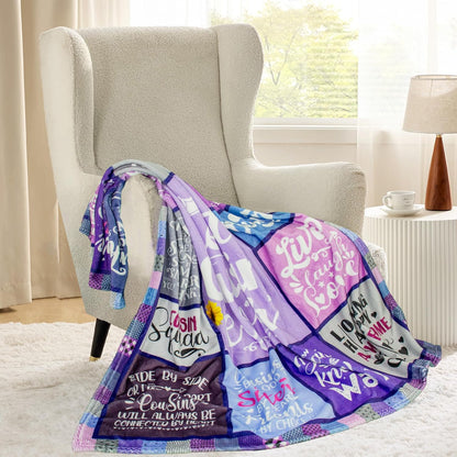 Blanket for Cousin Gifts, “Best Cousin Ever”, From Family, Birthday, Christmas, Graduation, Inspirational Motivational