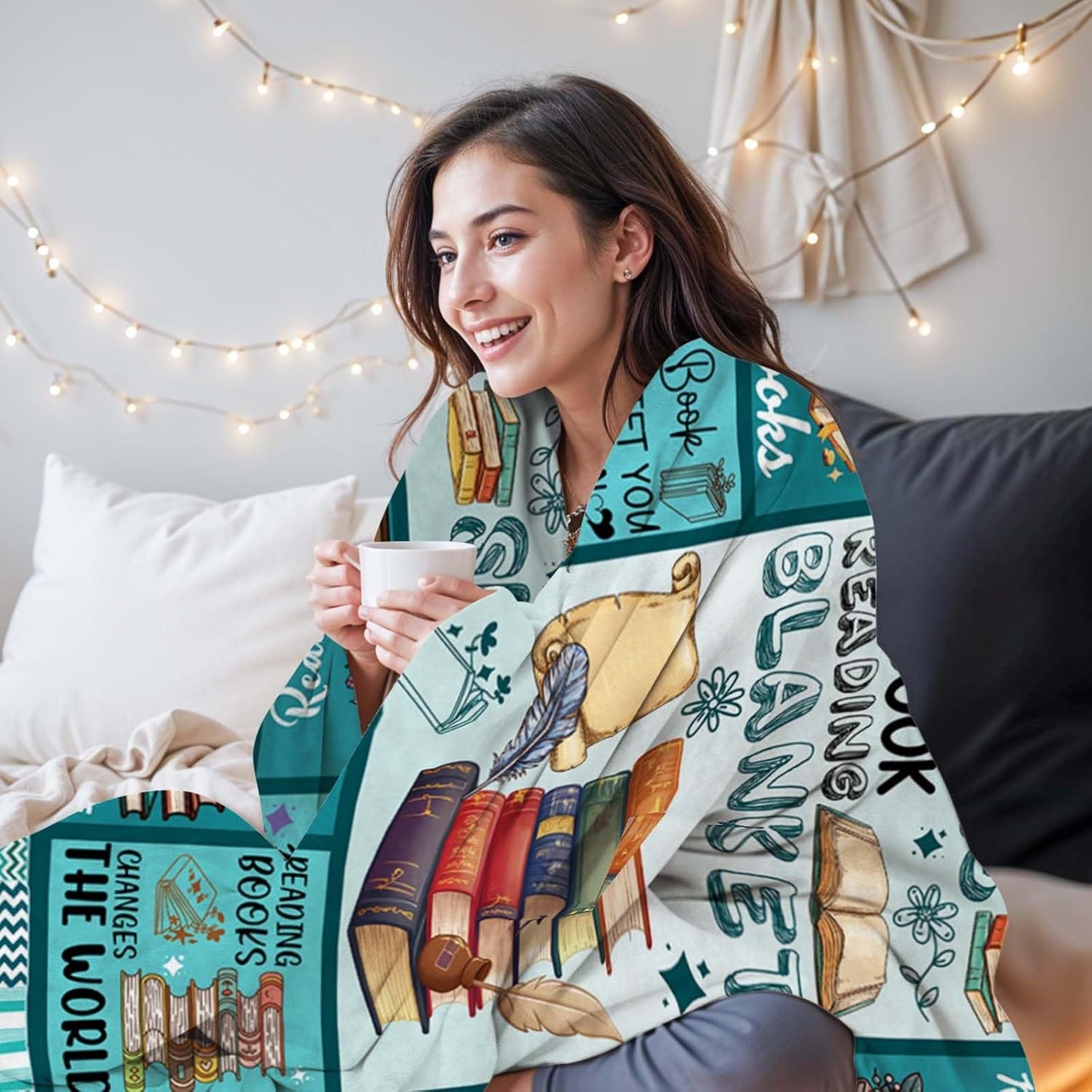 Blanket for Book Lover Gifts, “This Is My Book Reading Blanket”, From Parents, Birthday Christmas Graduation, Inspirational Motivational