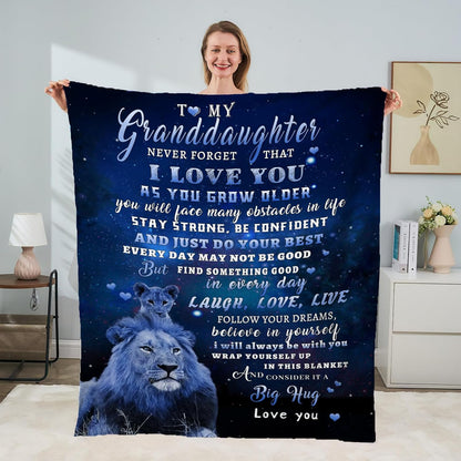 Gifts for Granddaughter Blanket, “Never Forget That I Love You As You Grow Older”, From Grandparents, Birthday Christmas Graduation, Inspirational