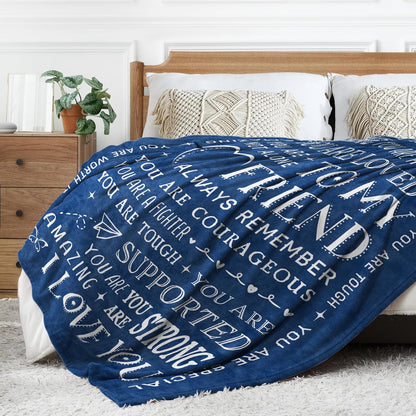 Blanket for Friend Gifts, “To My Friend Always Remember You Are Loved Supported Strong Brave”, From Best Friend, Birthday, Christmas, Inspirational