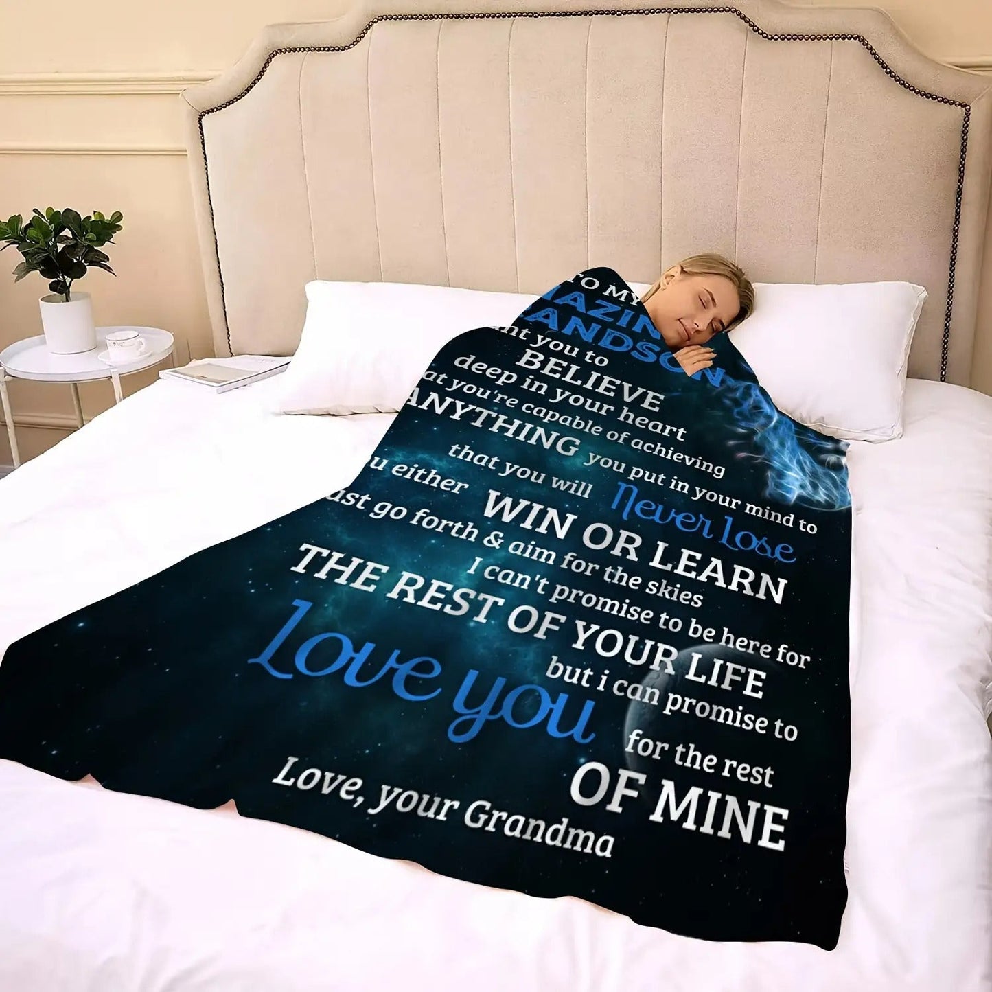 Gifts for Grandson Blanket - To My Amazing Grandson I Want You to Believe Deep in Your Heart,” From Grandma, Birthday, Graduation, Everyday Encouragement, Inspirational