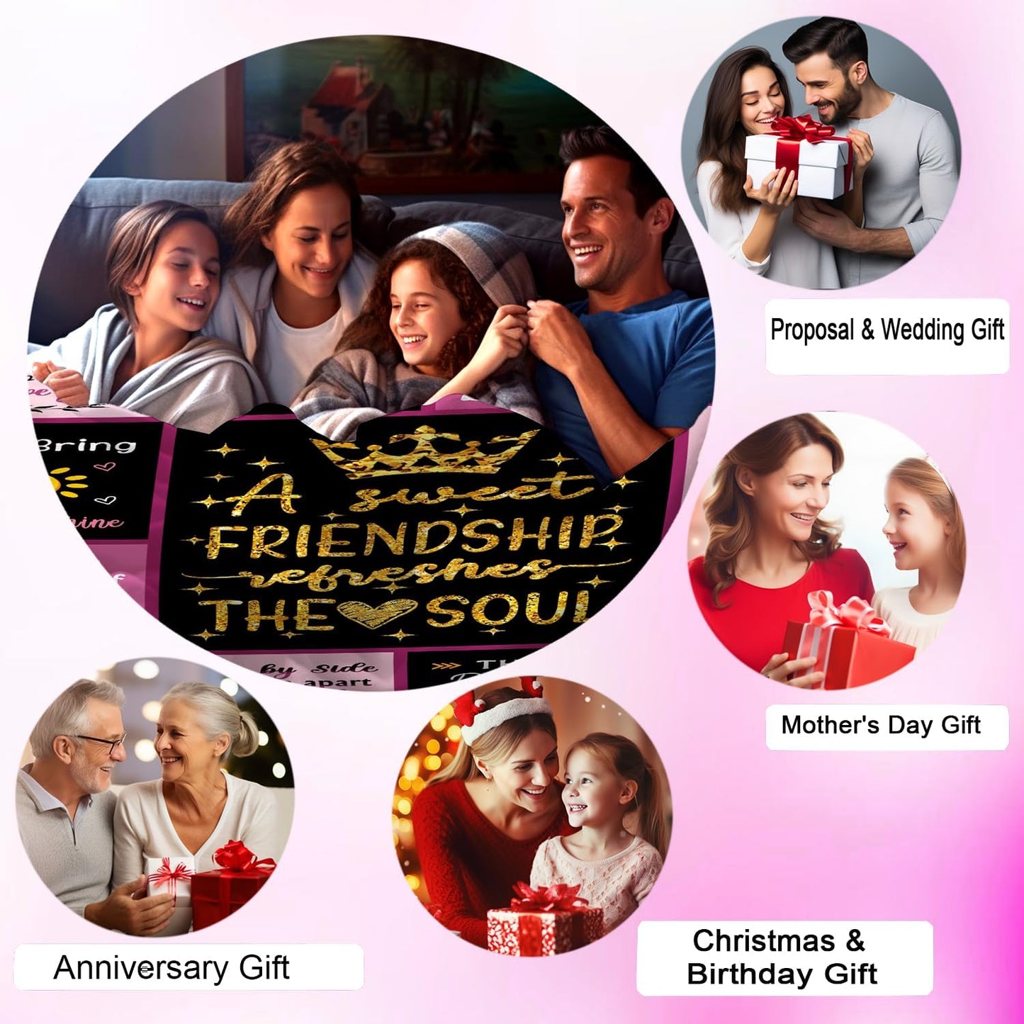 Gifts for Best Friend Blanket, "A Sweet Friendship Refreshes the Soul", From Friend, Birthday, Christmas, Graduation, Inspirational