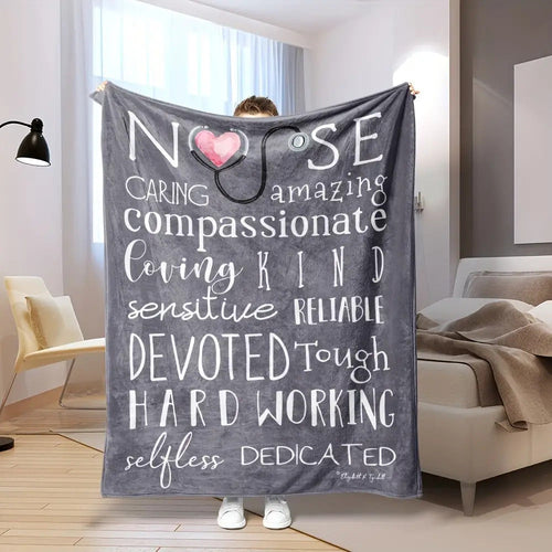 Blanket for Nurse Gifts - Caring Amazing Compassionate Loving Kind Sensitive Reliable Devoted Tough Hard Working Selfless Dedicated - From Family Friends, Birthday Christmas Everyday Encouragement, Inspirational Motivational