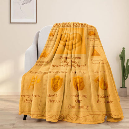 Blanket for Firefighter Gifts, “Sending you a big hug, brave Firefighter!”, From Family, Birthday, Christmas, Everyday Encouragement, Inspirational