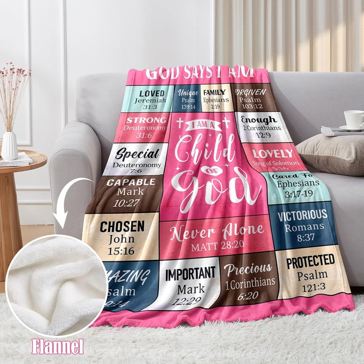 Blanket for Daughter Gifts, “I Am a Child of God”, From Mom Dad, Birthday, Christmas, Everyday Encouragement, Inspirational Theme