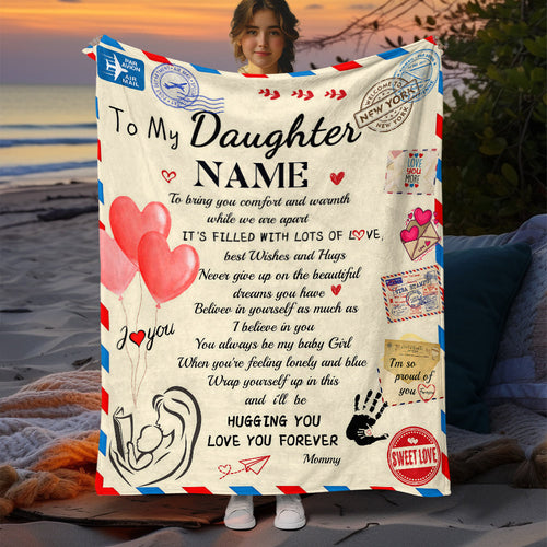 Blanket for Daughter Gifts - Hugging You I Love You Forever Mommy - From Mom, Birthday, Christmas, Everyday Encouragement, Inspirational