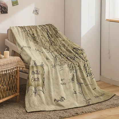 Gifts for Fantasy Lovers Blanket - Middle Earth - From Friends Family, Birthday Christmas Holiday, Inspirational Map