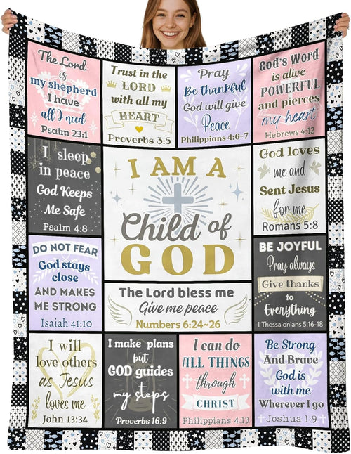 Blanket for Son Gifts, “I AM a Child of GOD”, From Mom Dad, Birthday, Christmas, Graduation, Everyday Encouragement, Inspirational