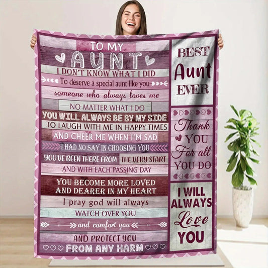 Gifts for Aunt Blanket - Best Aunt Ever, I Will Always Love You - From Niece Nephew, Birthday Christmas Everyday Encouragement, Inspirational