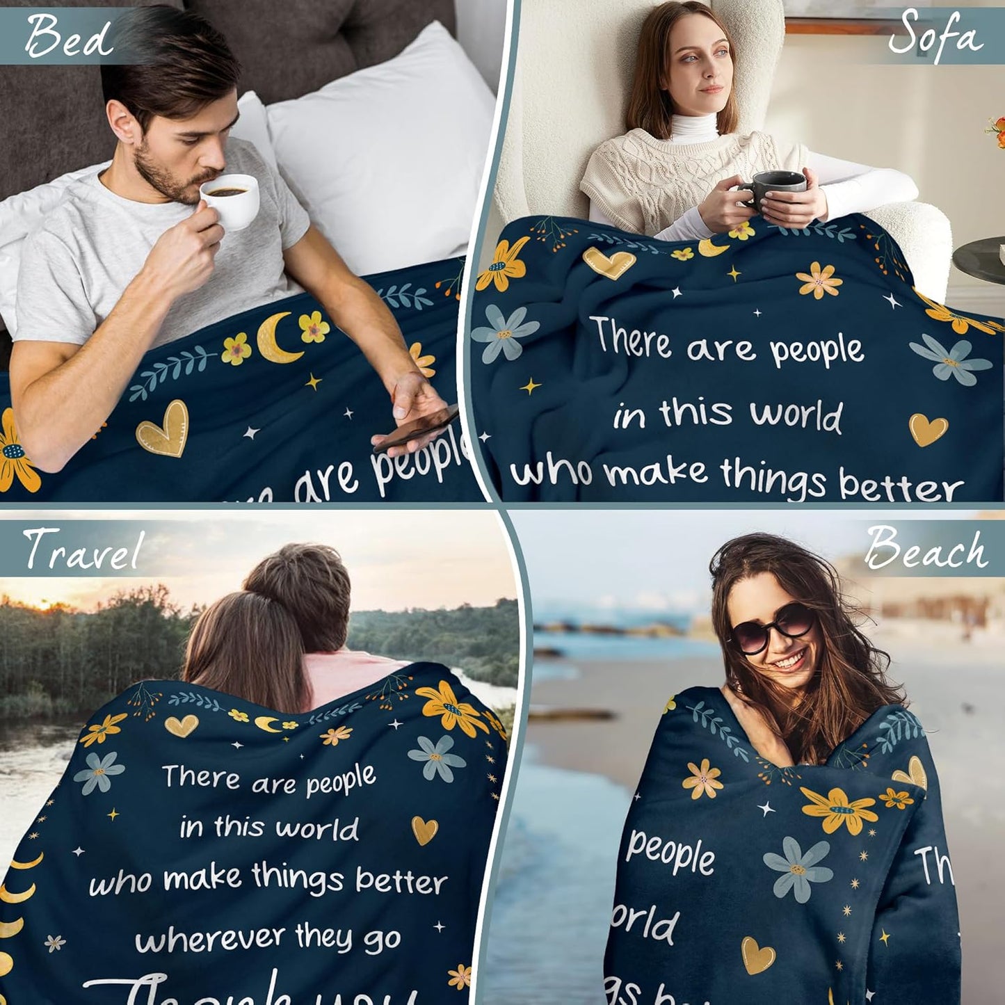 Blanket for Son Gifts, “There are people in this world who make things better... Thank you for being one of them”, From Mom Dad, Birthday Christmas Graduation, Inspirational Motivational
