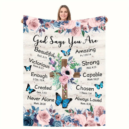 Gifts for Daughter Blanket - God Says You Are Beautiful Victorious Enough Created Never Alone Amazing Strong Capable Chosen Always Loved - From Parents, Birthday Christmas Everyday Encouragement, Inspirational Motivational
