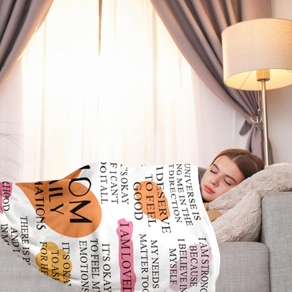 Blanket for Mom Gifts, “Mom Daily Affirmations”, From Daughter or Son, Birthday Christmas Everyday Encouragement, Inspirational