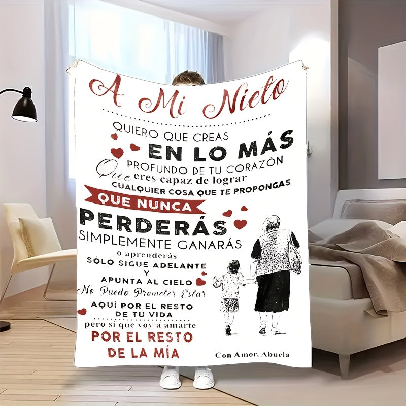 Blanket for Grandson Gifts - A Mi Nieto Quiero Que Creas en Lo Más Profundo de Tu Corazón - From Grandma, Birthday Christmas Graduation, Inspirational Motivational