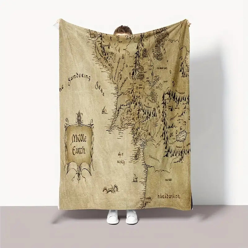 Gifts for Fantasy Lovers Blanket - Middle Earth - From Friends Family, Birthday Christmas Holiday, Inspirational Map