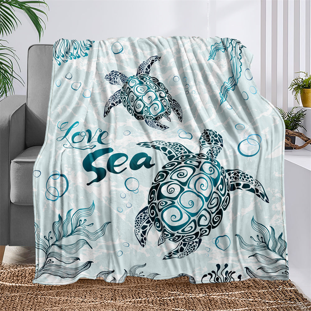 Gifts for Sea Lovers Blanket, “Love Sea”, From Parents, Birthday, Christmas, Everyday Encouragement, Inspirational Theme
