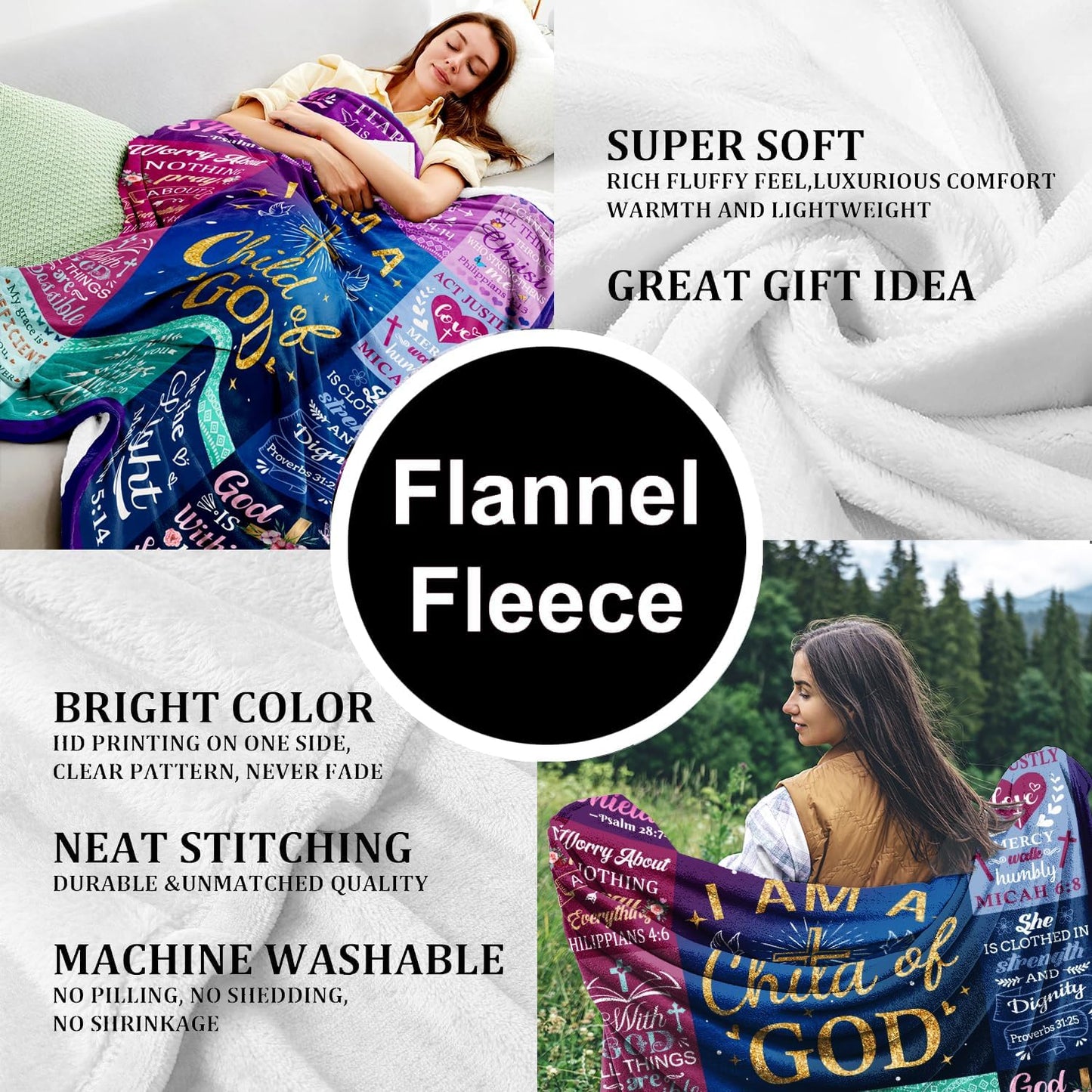 Blanket for Son Gifts, “I Am a Child of God”, From Mom Dad, Birthday, Christmas, Graduation, Inspirational Motivational
