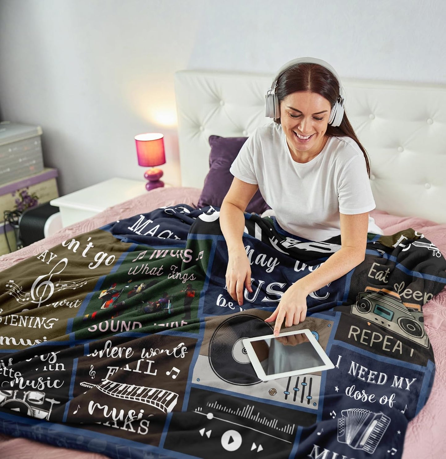 Blanket for Son Gifts, “May the Music Be With You”, From Mom Dad, Birthday, Christmas, Graduation, Inspirational, Motivational