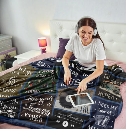 Blanket for Son Gifts, “May the Music Be With You”, From Mom Dad, Birthday, Christmas, Graduation, Inspirational, Motivational