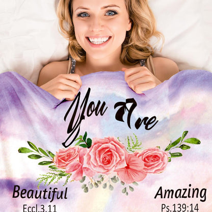 Blanket for Daughter Gifts, “You Are Beautiful Amazing Victorious Enough Strong Loved”, From Mom Dad, Birthday Christmas Graduation, Inspirational