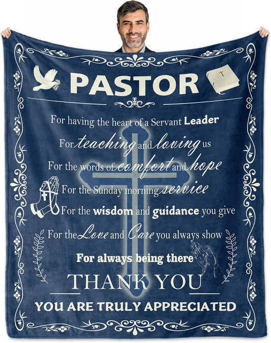 Blanket for Pastor Gifts, “Thank You You Are Truly Appreciated”, From Church Members, Birthday Christmas Everyday Encouragement, Inspirational