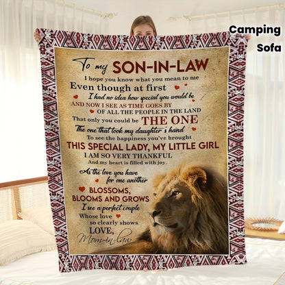 Blanket for Son-in-Law Gifts - To my Son-in-Law I hope you know what you mean to me,” From Mom-in-Law, Birthday, Christmas, Everyday Encouragement, Inspirational