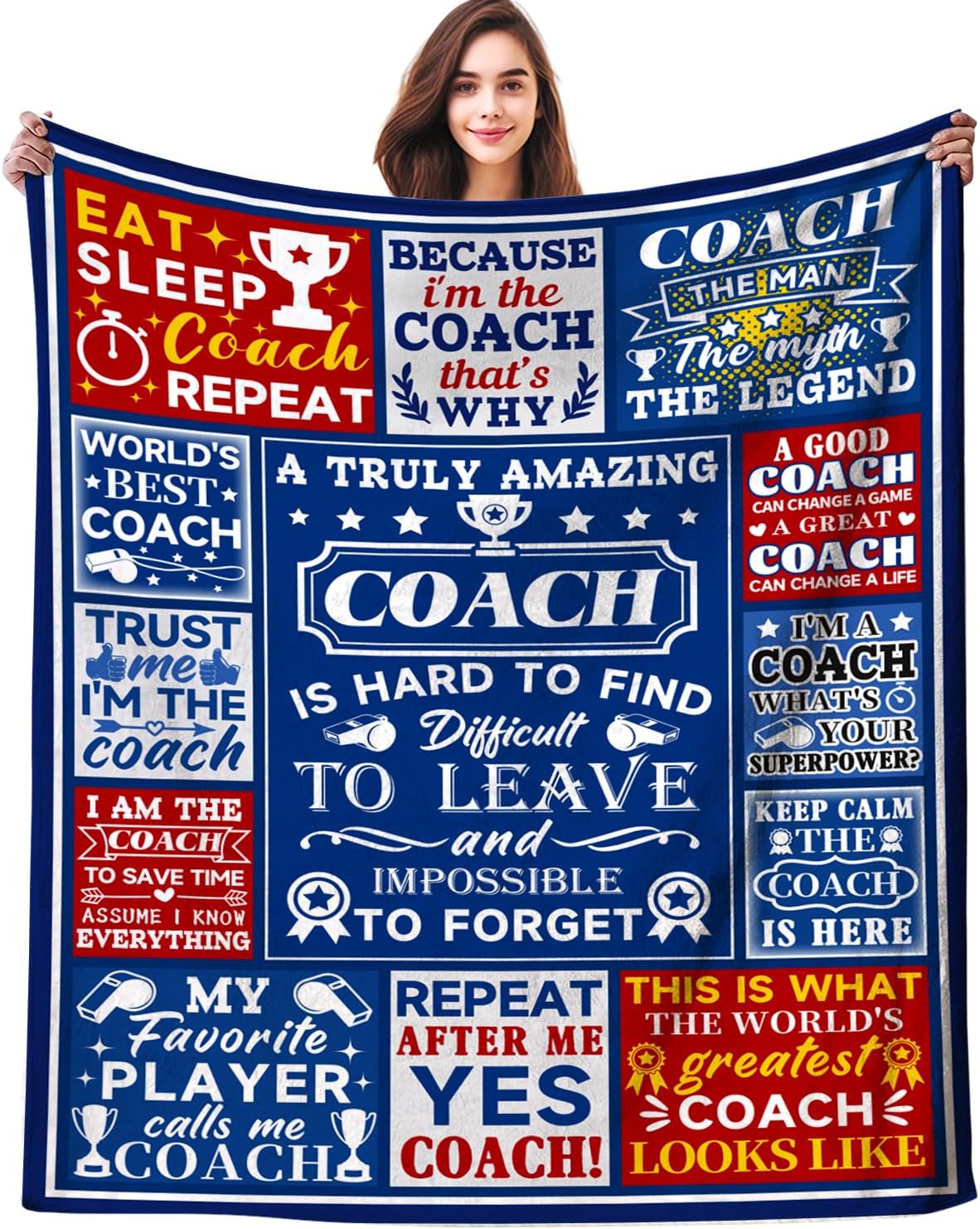 Blanket for Coach Gifts, “A Truly Amazing Coach Is Hard to Find Difficult to Leave and Impossible to Forget”, From Team, Birthday, Christmas, Inspirational