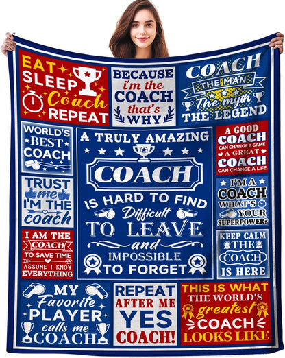 Blanket for Coach Gifts, “A Truly Amazing Coach Is Hard to Find Difficult to Leave and Impossible to Forget”, From Team, Birthday, Christmas, Inspirational