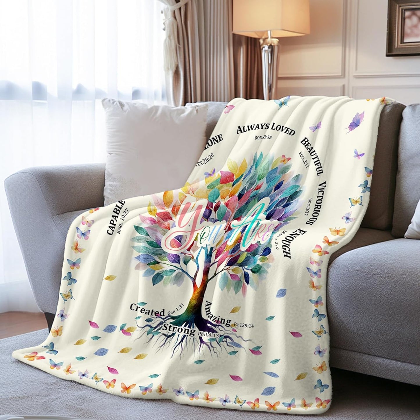 Gifts for Daughter Blanket, “You Are Always Loved, Never Alone, Capable, Strong”, From Mom Dad, Birthday Christmas Graduation, Inspirational