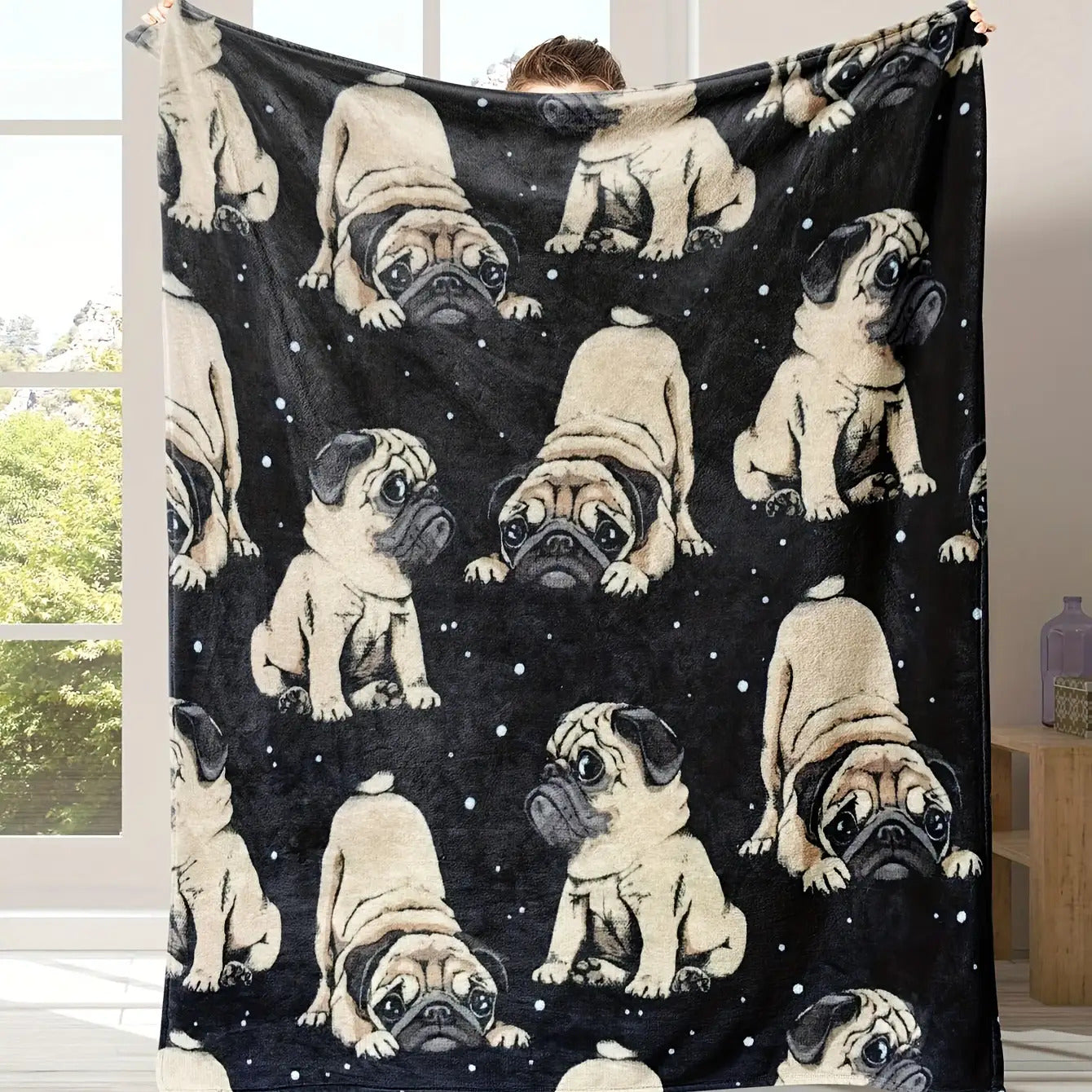 Gifts for Dog Lovers Blanket, “Pugs Are My Favorite People”, From Friends Family, Birthday Christmas Everyday Encouragement, Pet Theme