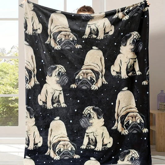 Gifts for Dog Lovers Blanket, “Pugs Are My Favorite People”, From Friends Family, Birthday Christmas Everyday Encouragement, Pet Theme