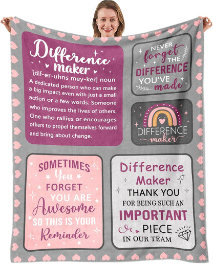 Blanket for Team Gifts, “Difference Maker Thank You for Being Such an Important Piece in Our Team”, From Coworkers, Birthday, Christmas, Inspirational