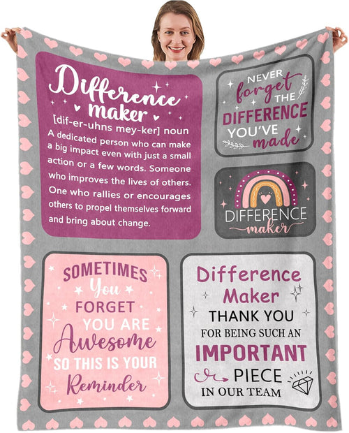 Blanket for Team Gifts, “Difference Maker Thank You for Being Such an Important Piece in Our Team”, From Coworkers, Birthday, Christmas, Inspirational