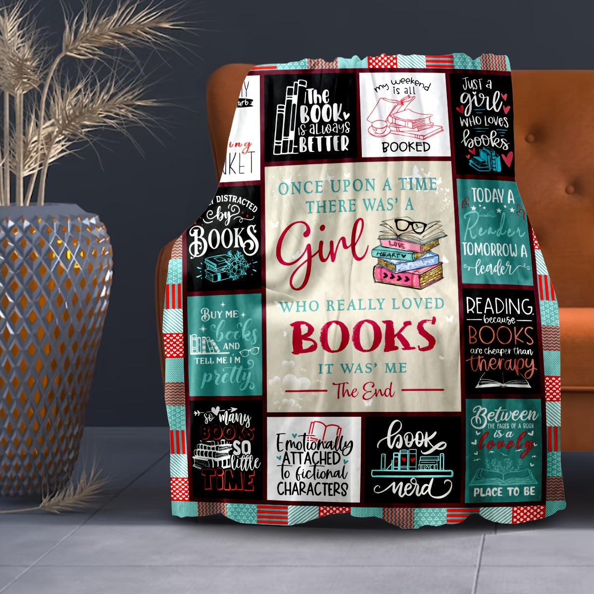 Blanket for Daughter Gifts - Once Upon a Time There Was a Girl Who Really Loved Books It Was Me The End - From Parents, Birthday Christmas Graduation Everyday Encouragement, Inspirational Motivational