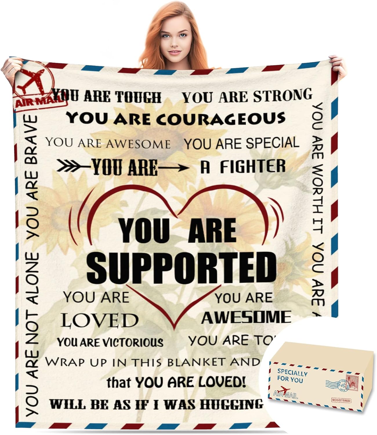 Blanket for Son Gifts, “You Are Supported”, From Mom Dad, Birthday, Christmas, Graduation, Everyday Encouragement, Inspirational