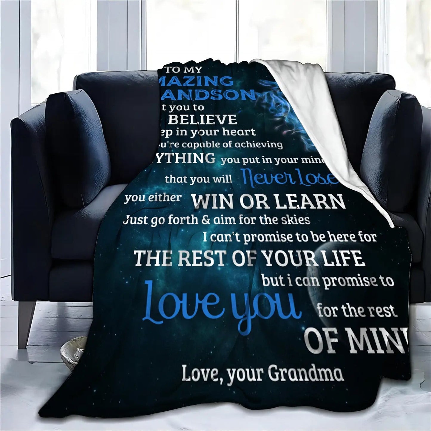 Gifts for Grandson Blanket - To My Amazing Grandson I Want You to Believe Deep in Your Heart,” From Grandma, Birthday, Graduation, Everyday Encouragement, Inspirational
