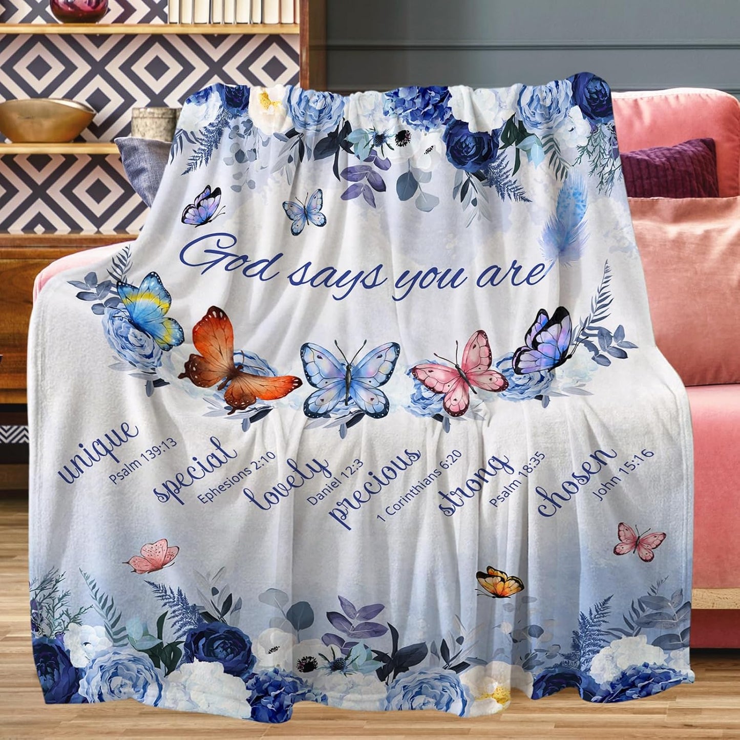 Blanket for Daughter Gifts, “God says you are”, From Mom Dad, Birthday, Christmas, Graduation, Motivational Inspirational
