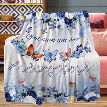 Blanket for Daughter Gifts, “God says you are”, From Mom Dad, Birthday, Christmas, Graduation, Motivational Inspirational