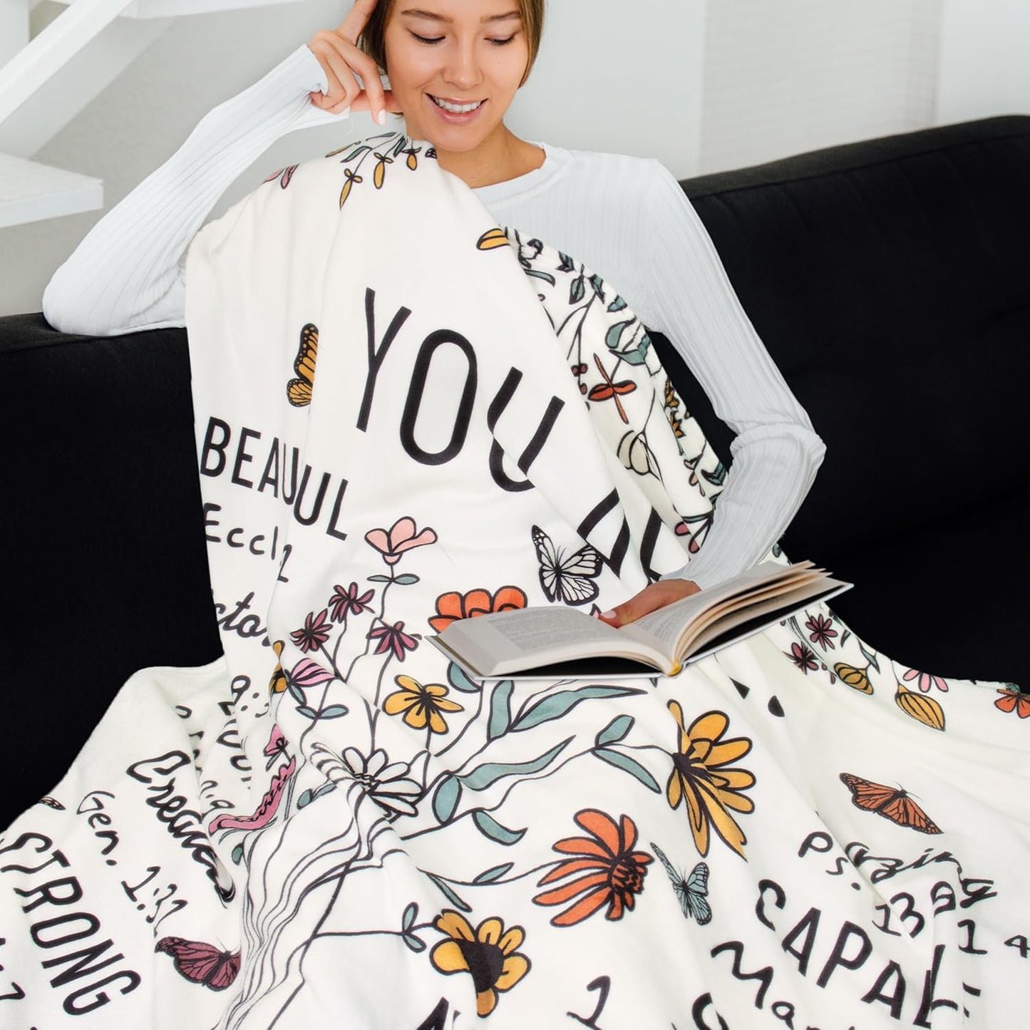 Blanket for Son Gifts, “You Are… Beautiful, Victorious, Strong, Never Alone, Always Loved”, From Parents, Birthday, Graduation, Inspirational