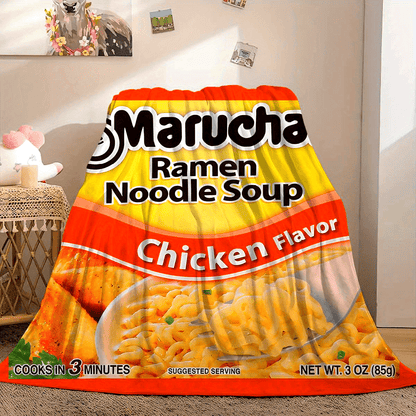 Gift for Ramen Lovers Blanket - Maruchan Ramen Noodle Soup Chicken Flavor - From Friends Family, Birthday Holiday Graduation, Fun Novelty