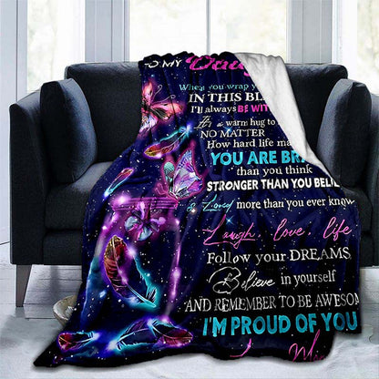 Blanket for Daughter Gifts - To My Daughter When you wrap yourself up in this blanket I'll always be with you,” From Mom, Birthday, Christmas, Graduation, Inspirational Encouragement