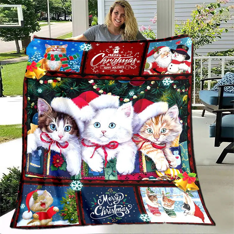 Christmas Blanket for Cat Lovers - Merry Christmas,” From Family, Christmas, Holiday, Everyday Encouragement, Festive Winter