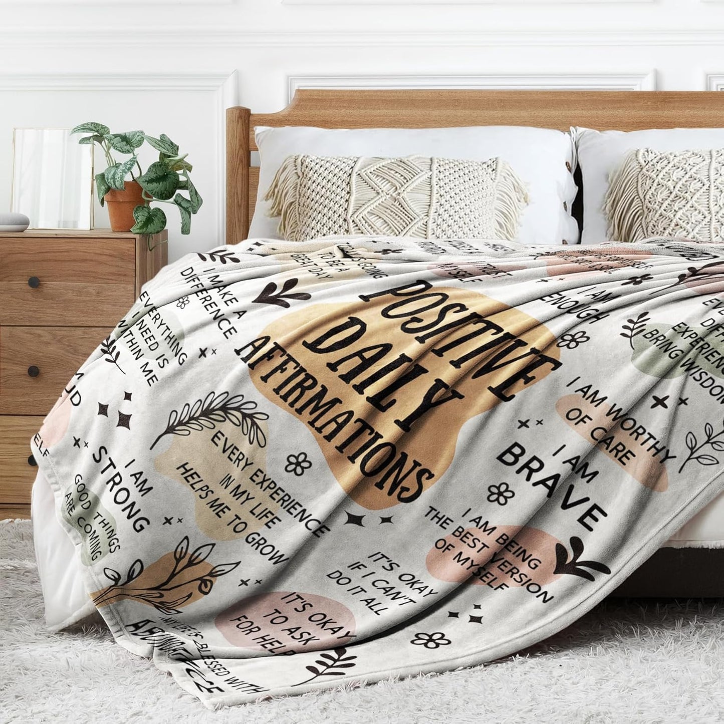 Blanket for Daughter Gifts, "Positive Daily Affirmations", From Mom Dad, Birthday, Christmas, Graduation, Everyday Encouragement, Inspirational