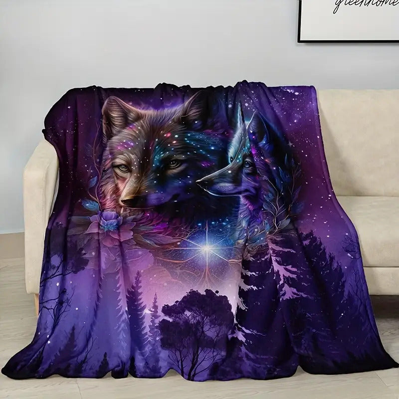 Gifts for Wolf Lovers Blanket - Star Light, Star Bright, Wolf Spirit Shines Tonight - From Family, Birthday, Christmas, Everyday Encouragement, Inspirational