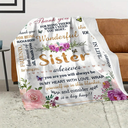Blanket for Sister Gifts - Thank you for being such a good wonderful Sister wherever you are - From Family, Birthday, Christmas, Everyday Encouragement, Inspirational