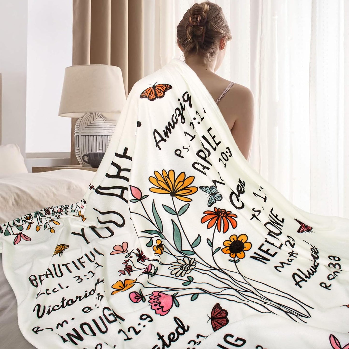 Blanket for Son Gifts, “You Are… Beautiful, Victorious, Strong, Never Alone, Always Loved”, From Parents, Birthday, Graduation, Inspirational