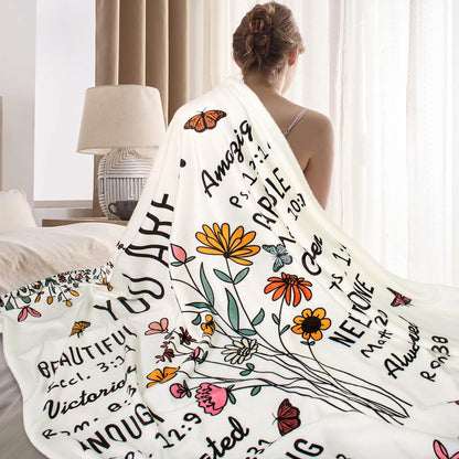 Blanket for Son Gifts, “You Are… Beautiful, Victorious, Strong, Never Alone, Always Loved”, From Parents, Birthday, Graduation, Inspirational
