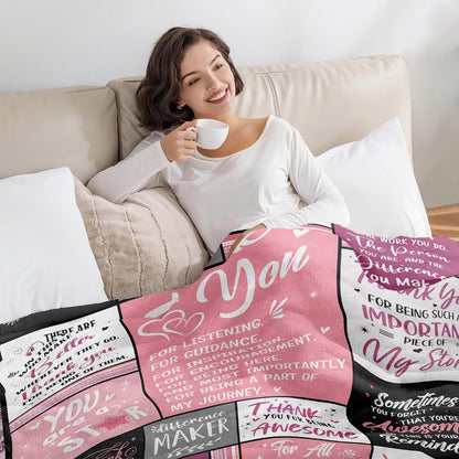 Blanket for Son Gifts, “Thank You for Listening, Guidance, Inspiration, Encouragement”, From Mom Dad, Birthday, Christmas, Inspirational